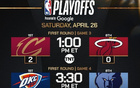 NBA官預(yù)熱27日系列賽：雷霆終結(jié)，掘金扳平。
