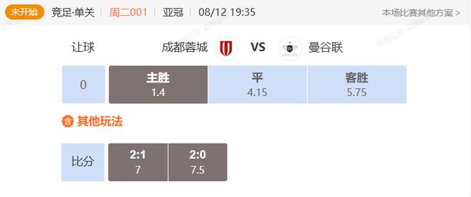 亞冠焦點(diǎn)戰(zhàn)：成都蓉城VS曼谷聯(lián)